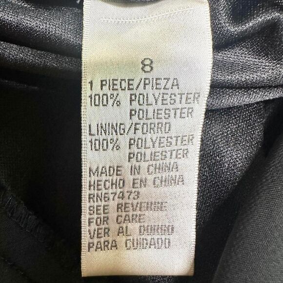 DRESSBARN 2000s Y2K Black Beaded Cowl Neck Cocktail Party Dress Women 8 Goth 90s - Picture 7 of 7